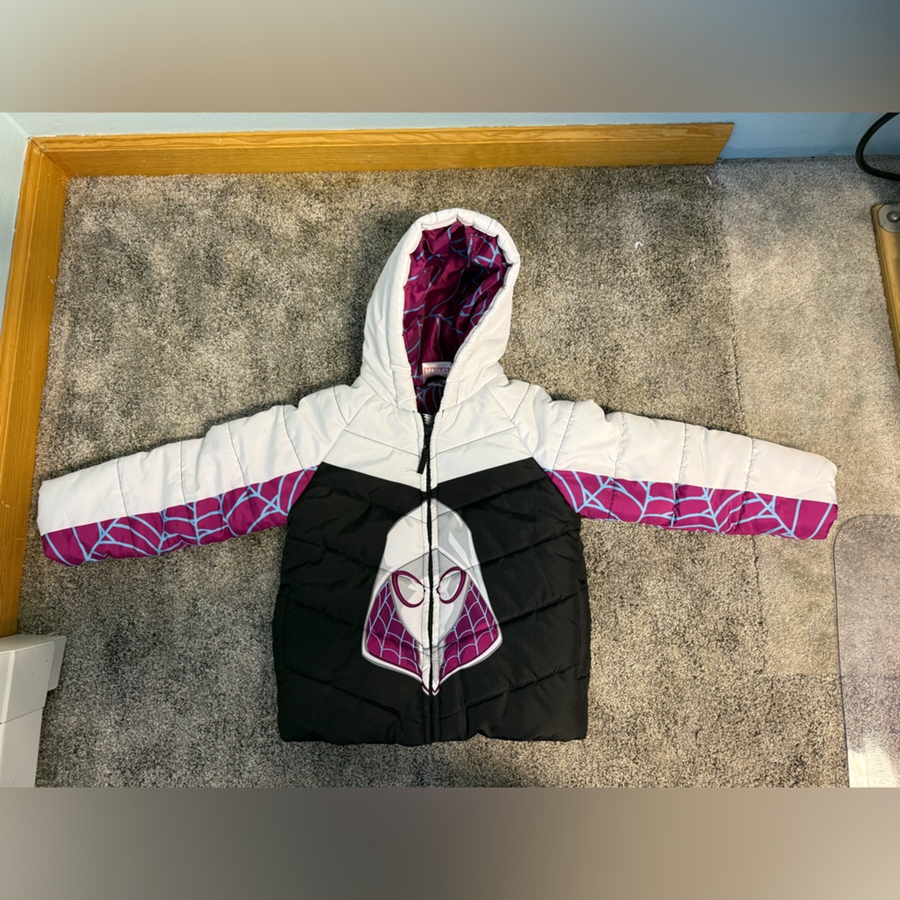 Marvel Spider-Gwen Hooded Puffer Coat Girls Size 5
